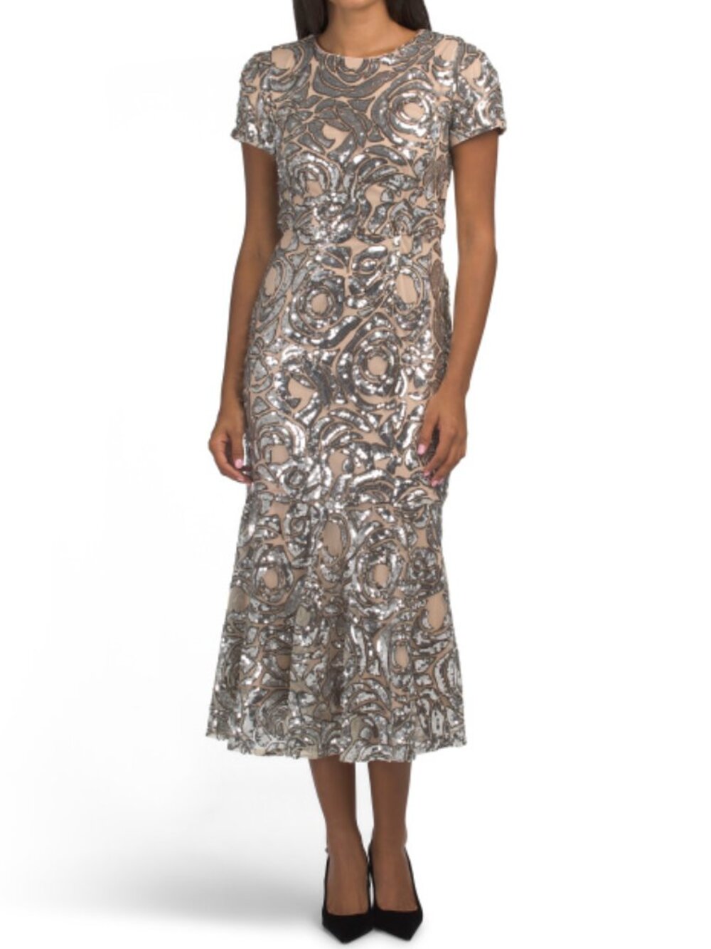SAM EDELMAN Sequin Embellished Rose Maxi Dress